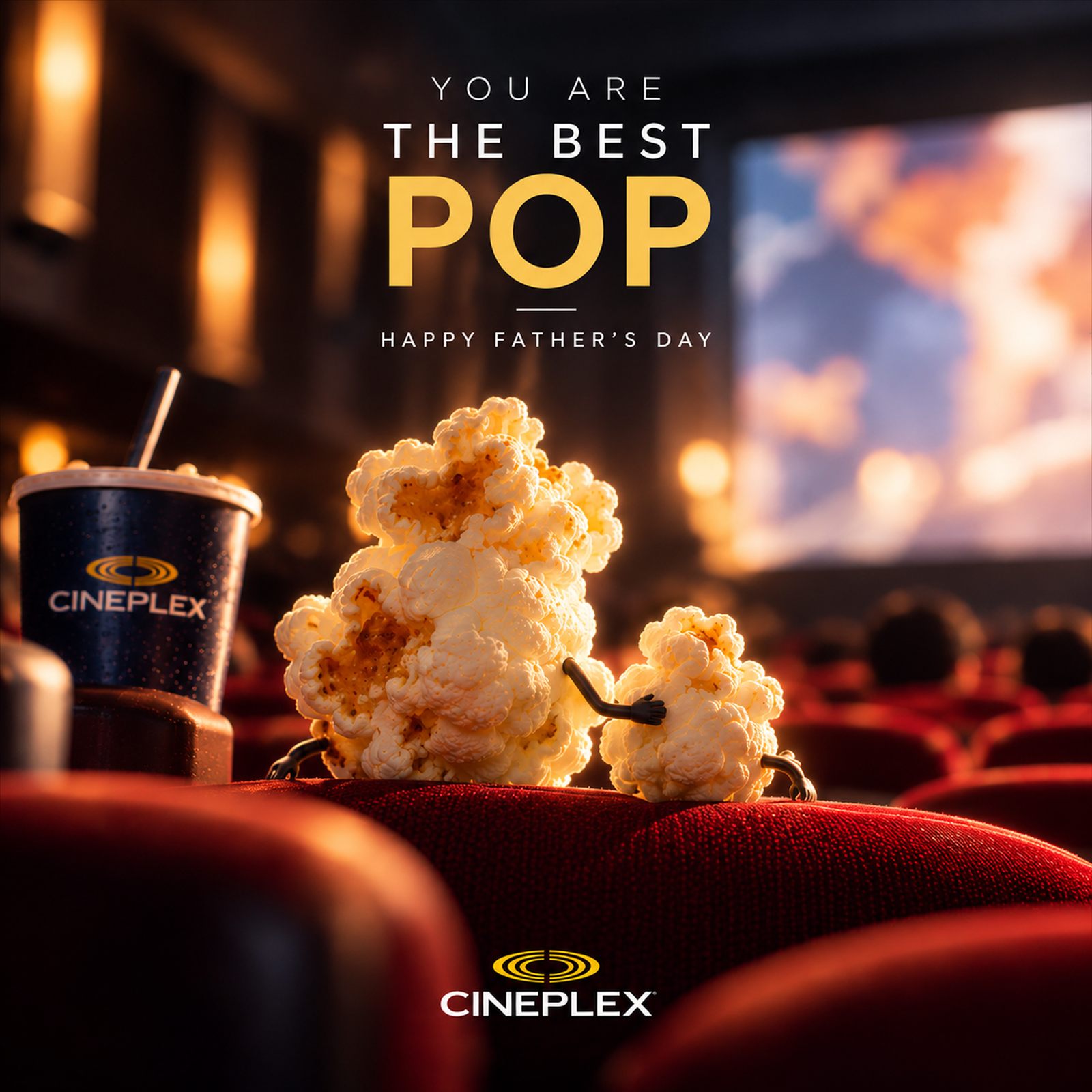 You Are the Best Pop social square with popcorn in a theatre seat