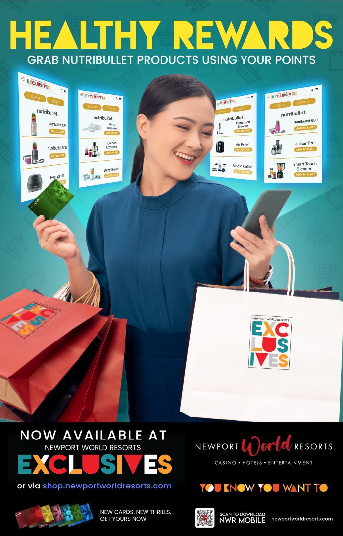 Healthy Rewards poster with a shopper surrounded by floating product screens