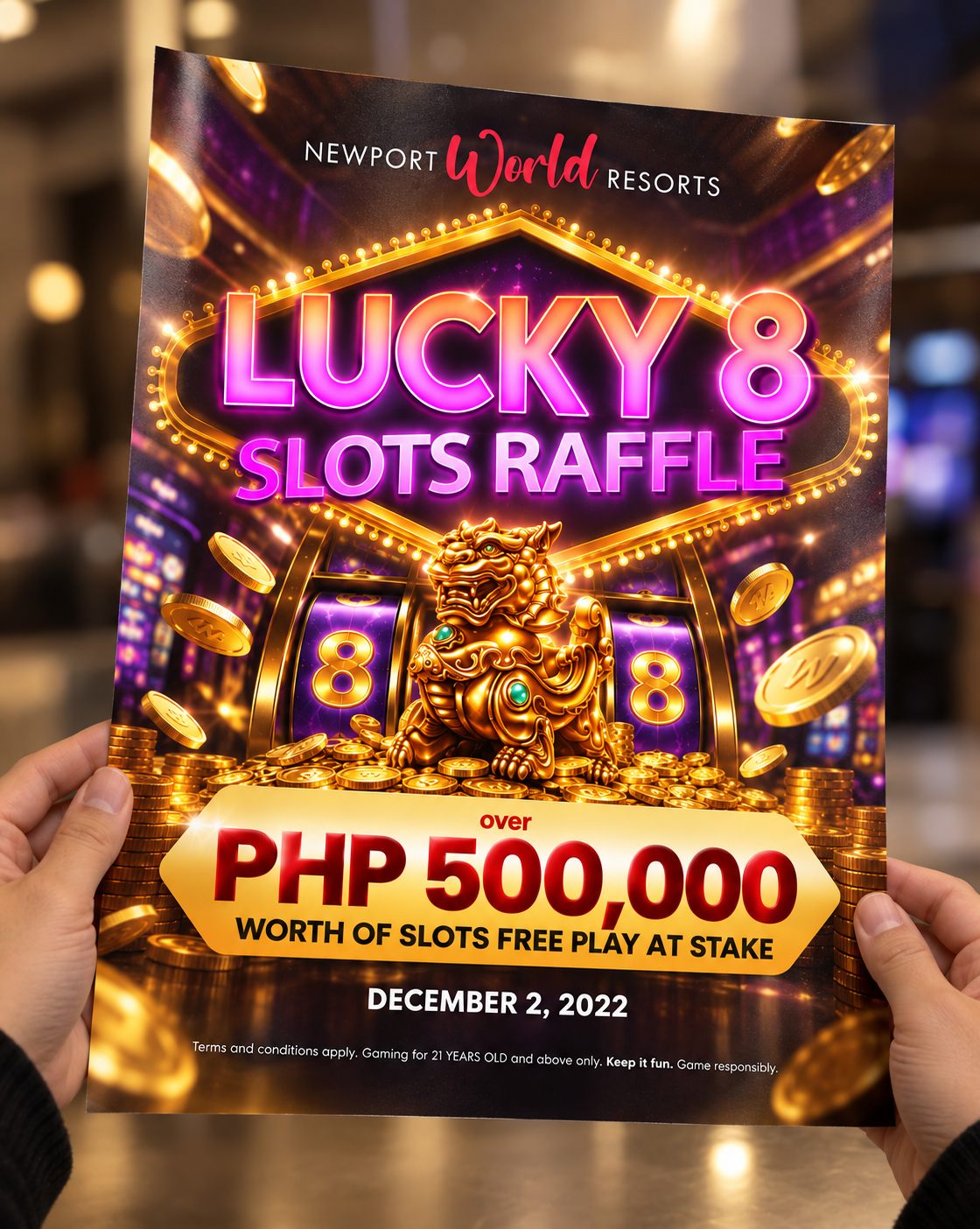 Lucky 8 flyer held in hand